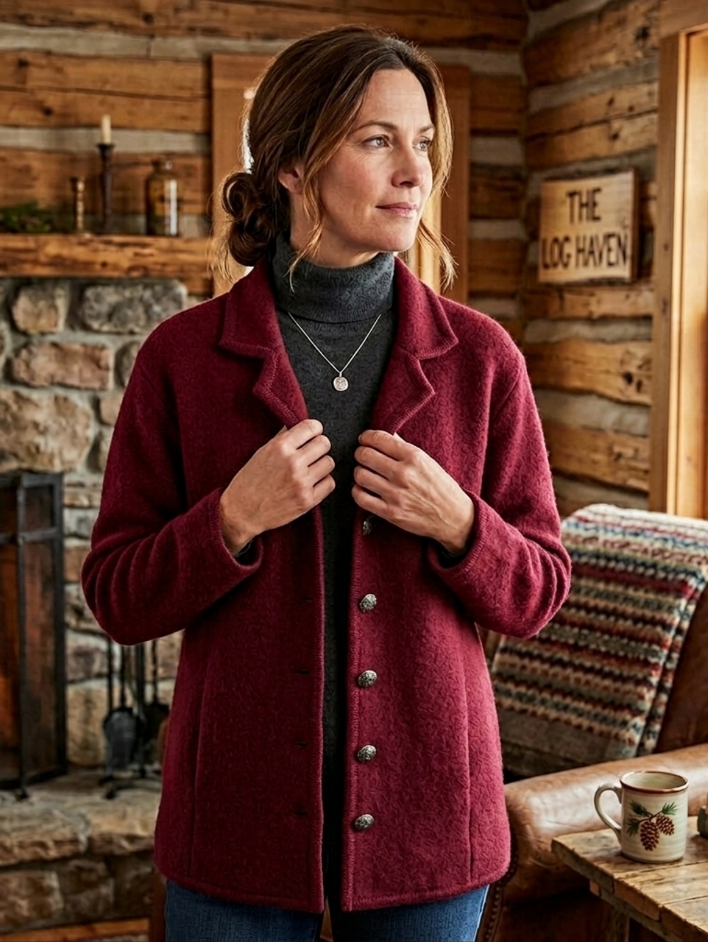 Vintage 80's - 90's Burgundy 100% Wool Button-Up Cardigan Sweater Size S